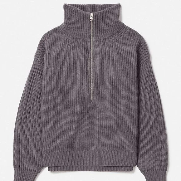 Everlane Sweaters Everlane Half Zip Plum Grey S Nwot Poshmark